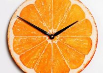 Turuncu portakallı dekoratif mutfak saati