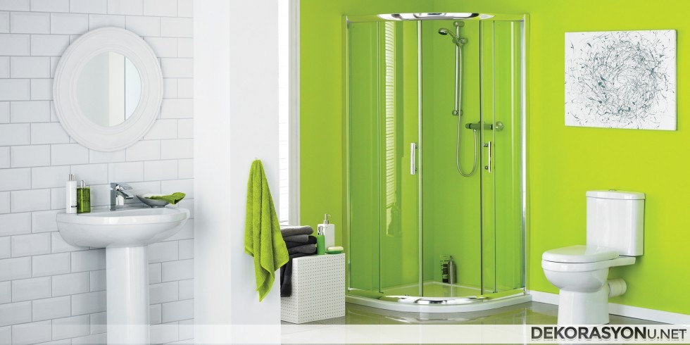 Yeşil renkli, güzel görünen banyo duvar panelleri