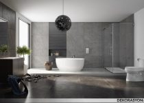 Yuvarlak şekillere sahip modern banyo küveti