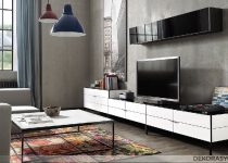 Siyah beyaz şık beyaz tv ünitesi