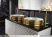 Altın rengi banyo lavabo modelleri