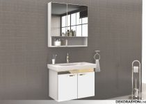 Beyaz aynalı küçük banyo dolabı modeli
