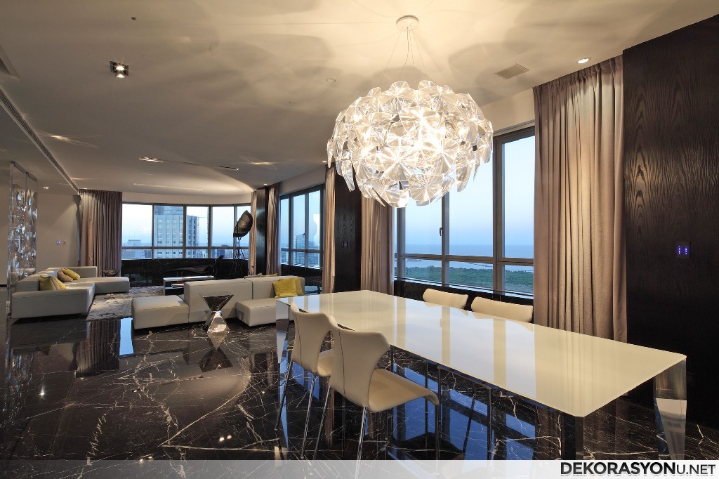 Elegant yemek odası ve salon dekorasyonu modelleri