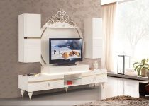 Modern görünümlü estetik beyaz tv ünitesi