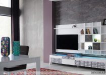Sade dizaynlı dekoratif beyaz tv ünitesi