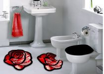Güllü banyo paspas modeli