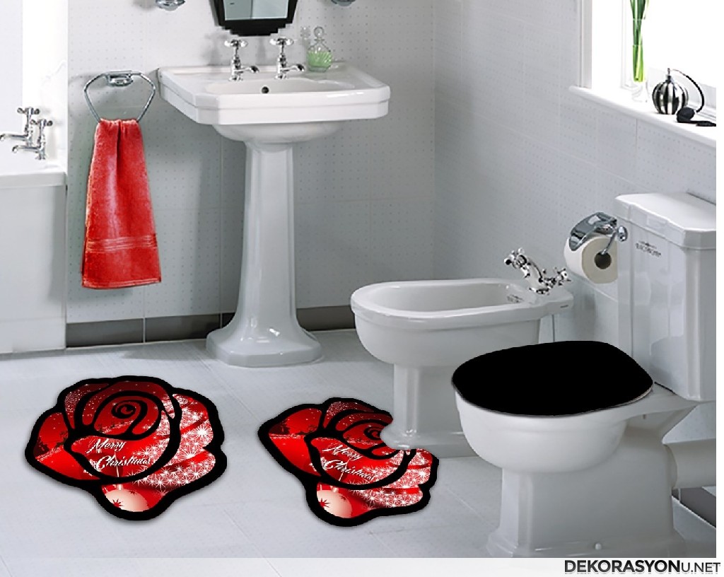 Güllü banyo paspas modeli