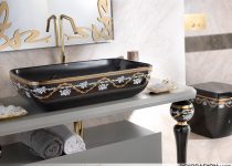 Şık görünümlü siyah renk banyo lavabosu