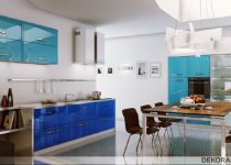 Dekoratif iki renkli modern mutfak dolapları