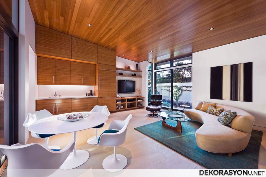 Minimalist yemek odası ve salon dekorasyonu modelleri