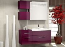 Mürdüm rengi küçük banyo dolabı modeli