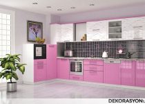 Pembe renk lake mutfak dolap modelleri