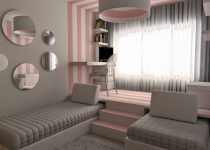 Pembe çocuk odası duvar kağıdı modeli