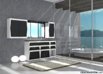 Siyah beyaz renk banyo dolapları