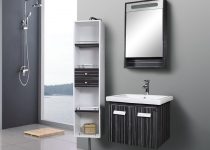 Siyah beyaz küçük banyo dolabı modeli