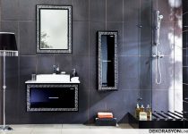 Siyah renk küçük banyo dolabı modeli