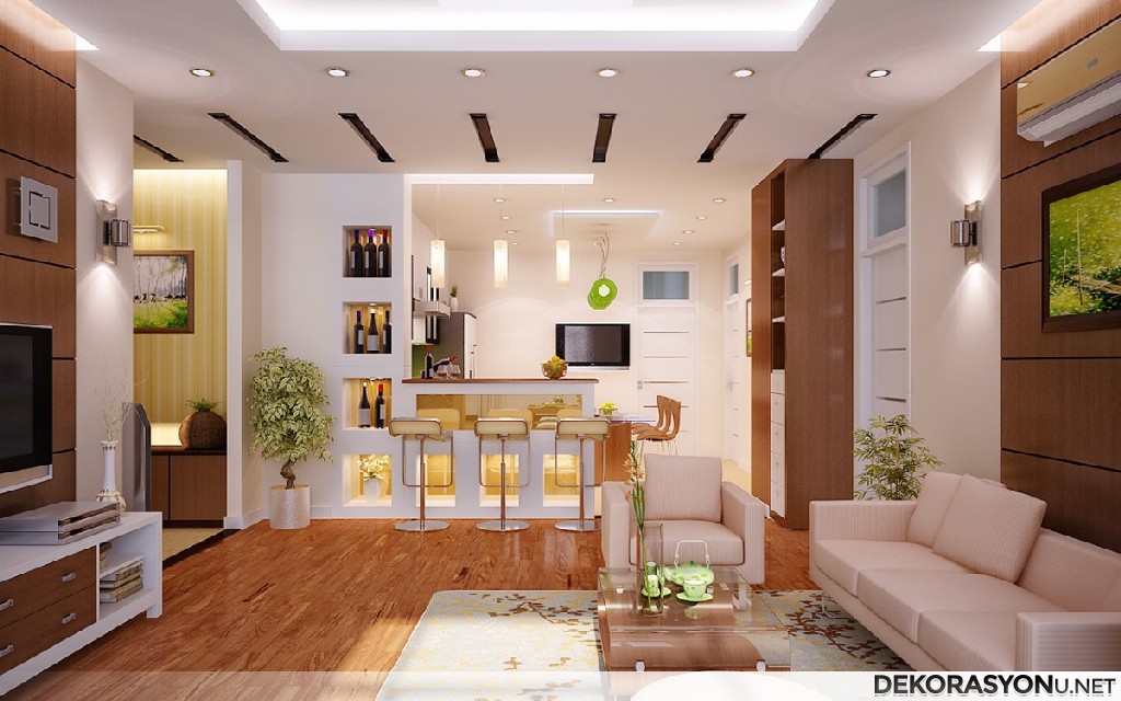 Spesifik yemek odası ve salon dekorasyonu modelleri