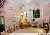 Süslü kız bebek odası dekorasyonları