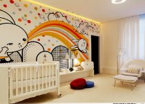 Turuncu renk bebek odası duvar kağıdı