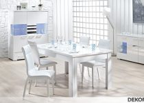 Camlı beyaz yemek odası takımı