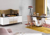 High gloss beyaz yemek odası takımı