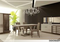 Krem renk modern yemek odası takımı