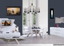 Modern beyaz yemek odası takımı