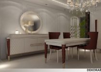 Modern bordo renk yemek odası takımı