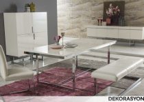 Sade beyaz yemek odası takımı