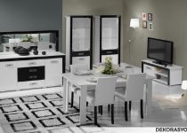 Siyah beyaz modern yemek odası takımı