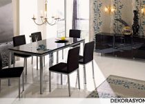Siyah renk modern yemek odası takımı