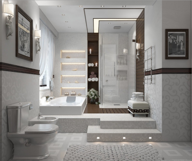 Beyaz Modern Banyo Dekorasyonları 2020