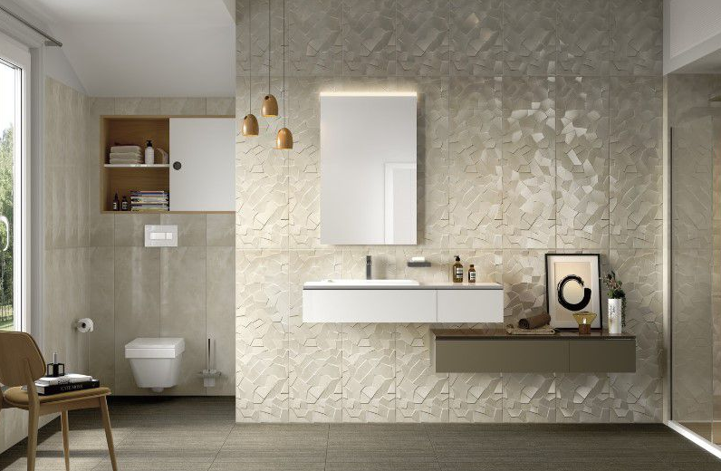 Kütahya Seramik Bej Banyo Dekorasyonu