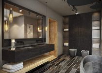 Koyu Renkli Büyük Banyo Dekorasyonu