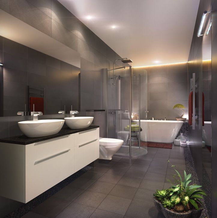 Modern Büyük Banyo Dekorasyonu