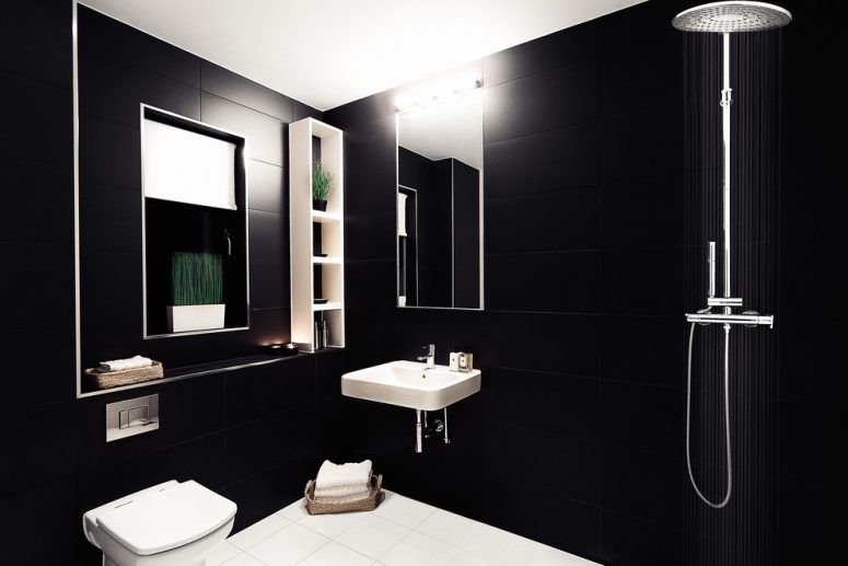 Siyah banyo dekorasyonu
